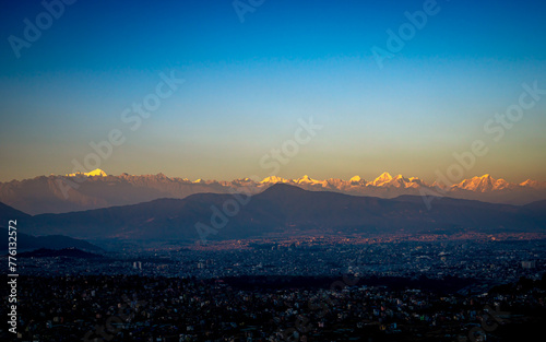 Beautiful Sunset view over the mountain in Nepal. © gorkhe1980