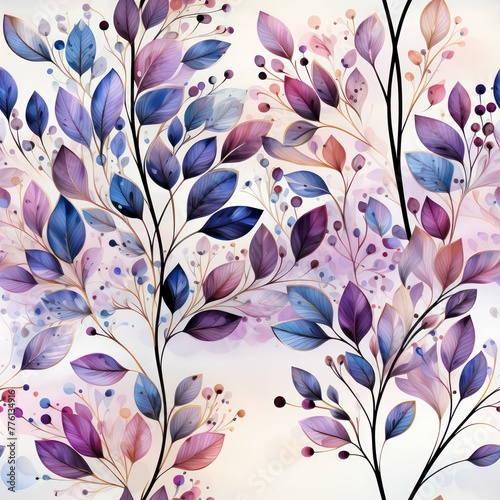 Seamless beautiful decorative purple floral pattern background