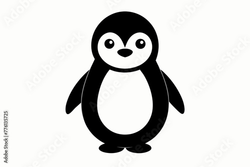 charming penguin silhouette black vector illustration