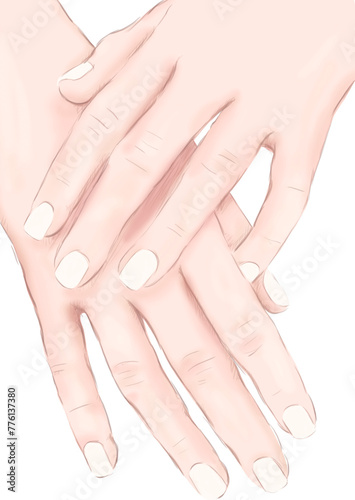 Illustration de mains de femme avec des ongles non vernis o   on peut dessiner un nail art  coloriage sur le th  me de la manucure pour salon de beaut  