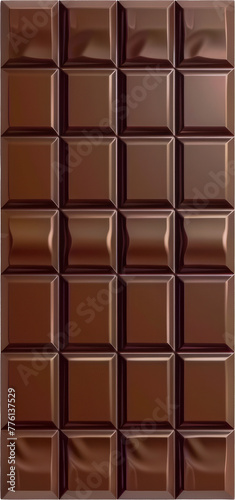 Perfectly segmented milk chocolate bar cut out on transparent background