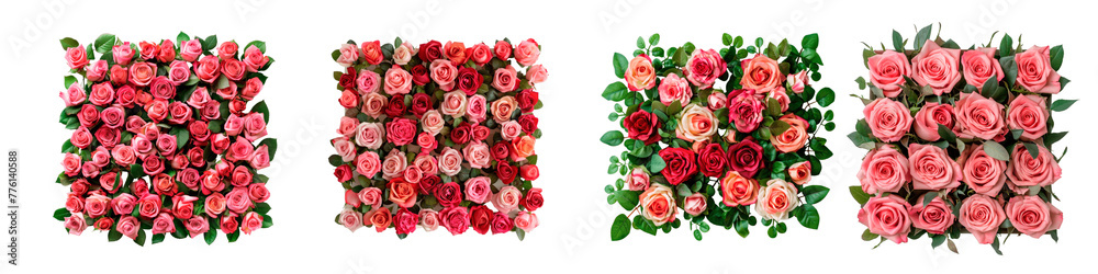 Four panels of assorted roses in various arrangements Four panels of assorted roses in various arrangements