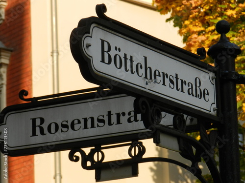 Cartello stradale Böttcherstrasse a Köpenick, Berlino, Germania photo