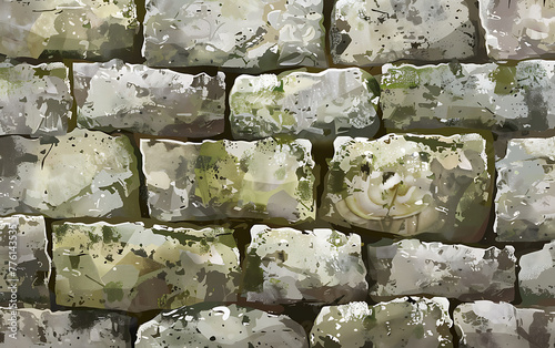 Monumental wall rock made withbig old stones background abstract texture bricks . generative ai	 photo