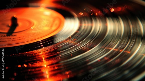 Detailed view of a vinyl record