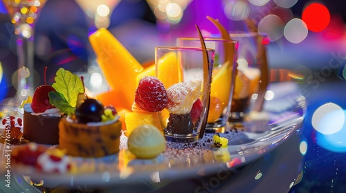 A symphony of flavors and colors displayed on a platter of exquisitely crafted desserts  served as the grand finale to an indulgent dinner