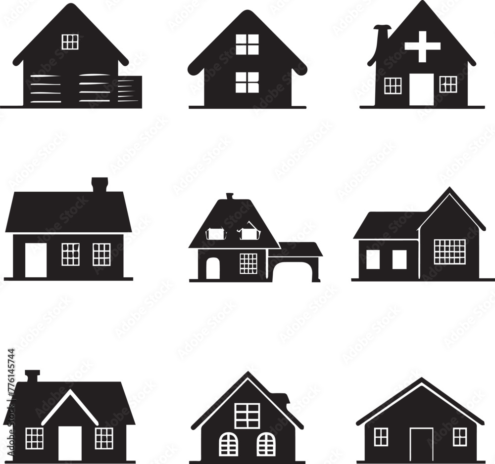 Set of House Black Silhouette Set of House Black Silhouette