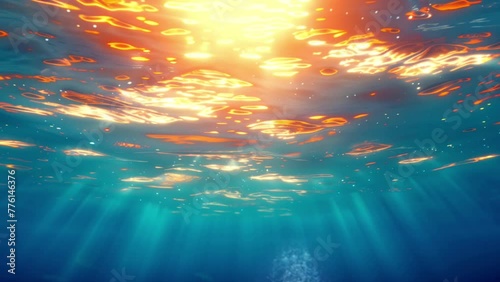 Water surface and sunlight underwater looping animation background photo