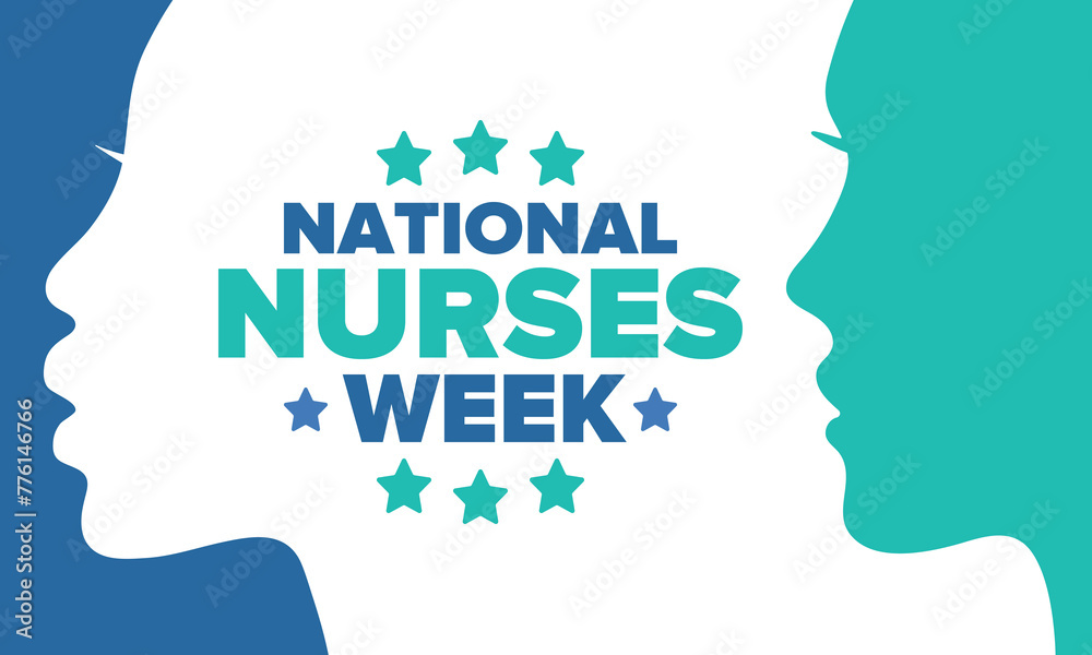 National Nurses Week. Thank you nurses. Medical and health care concept. Fighters against viruses and diseases. In honour of the doctors. Celebrated annual in United States. Vector illustration poster