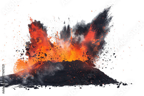 Dramatic Volcanic Eruption - Isolated on White Transparent Background, PNG 
