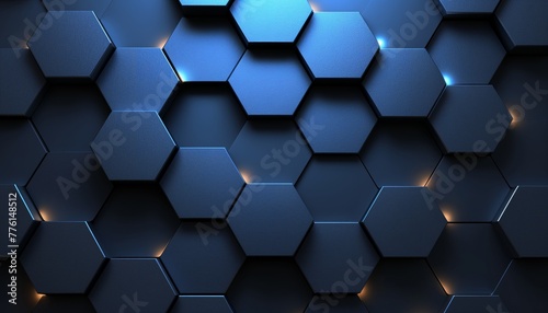 a blue hexagonal background with led lights