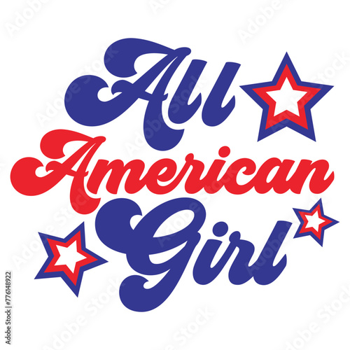 All American girl Retro SVG Art & Illustration