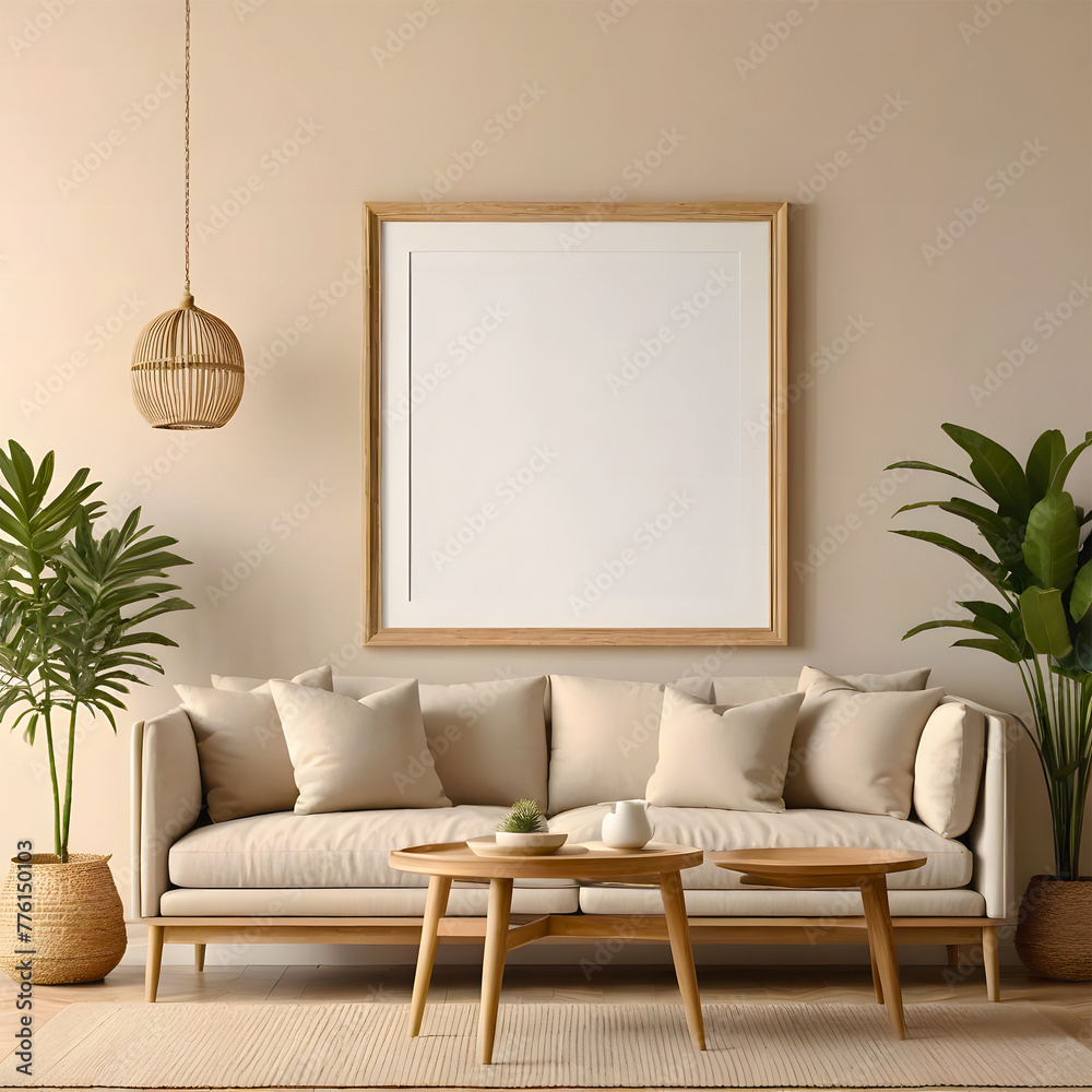 Modern and simlpe home living room interior with table and chairs, window. Mockup frame Mockup posters in child room interior, Modern and simlpe home living room interior with table and chairs, window. Mockup frame Mockup posters in child room interior,