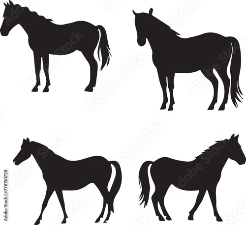 Set of Black silhouette Horse
