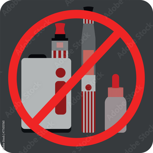 vaping icons no vaping (no smoking) sign. No vaping area notification