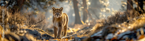 Cougar or Mountain lion in the forest photo