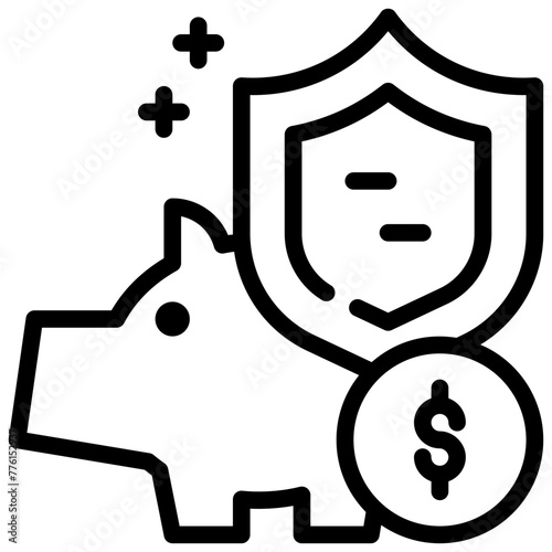 piggy protect shield security income profit invest simple line