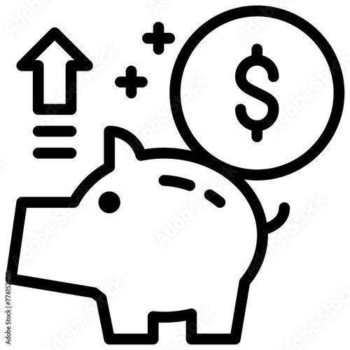 wealth income invest interest growth saving piggy simple line