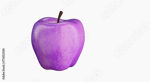 Purple apple isolated on white background, healthy food concept, 3D rendering
