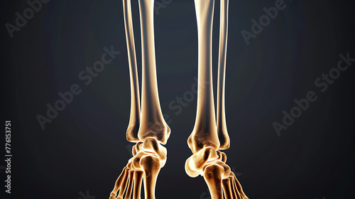 Human Skeleton Tibia and Fibula Bone Anatomy with space for text background. generative ai