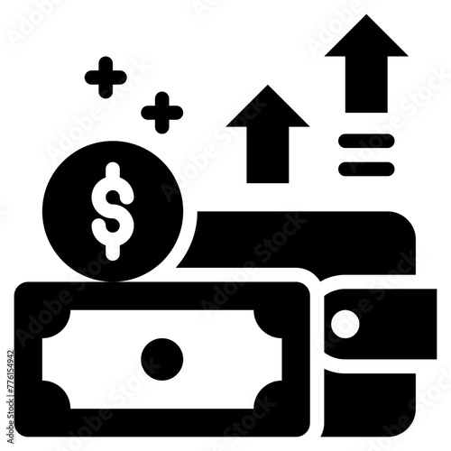 wallet money income invest interest growth solid glyph