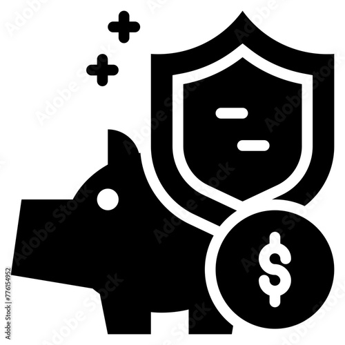 piggy protect shield security income profit invest solid glyph