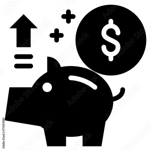 wealth income invest interest growth saving piggy solid glyph