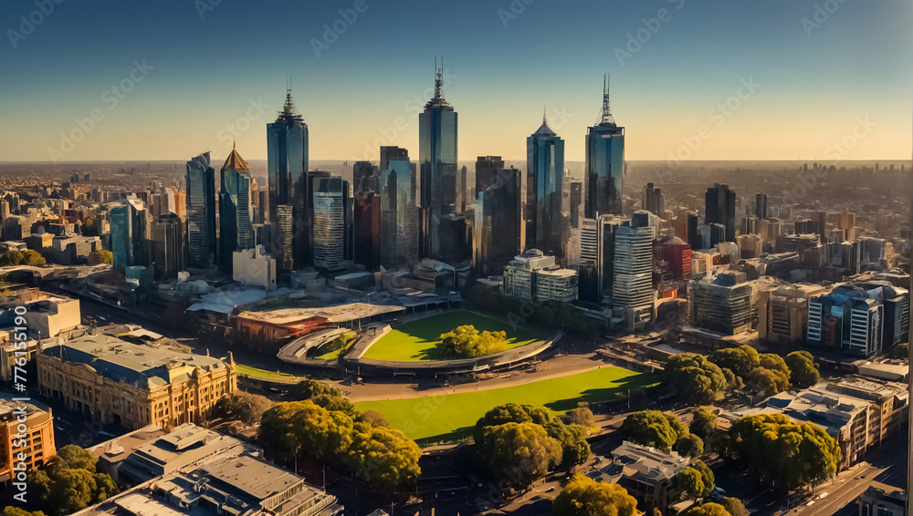 Fototapeta premium Magnificent panorama of Melbourne Australia cityscape