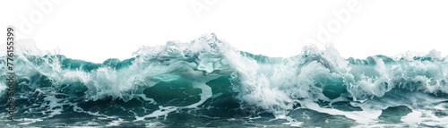 Turquoise ocean waves cresting with foam isolated on transparent background photo