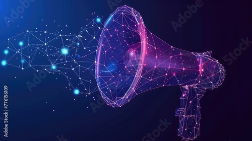 Digital Megaphone Illustration: A Vibrant Mesh of Networks and Connections
