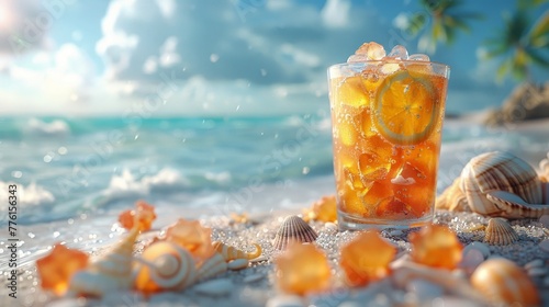 Beachside Bliss: Quench Your Thirst with a Refreshing Summer Soft Drink by the Tropical Waters