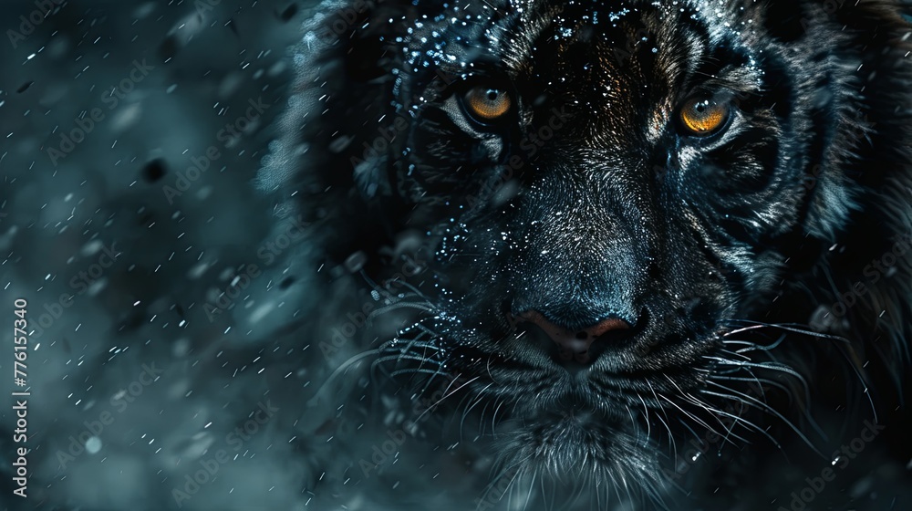 Tigers,  a series of visuals featuring animals, explore a variety of artistic styles and the choice of environments or situations. Generated AI.