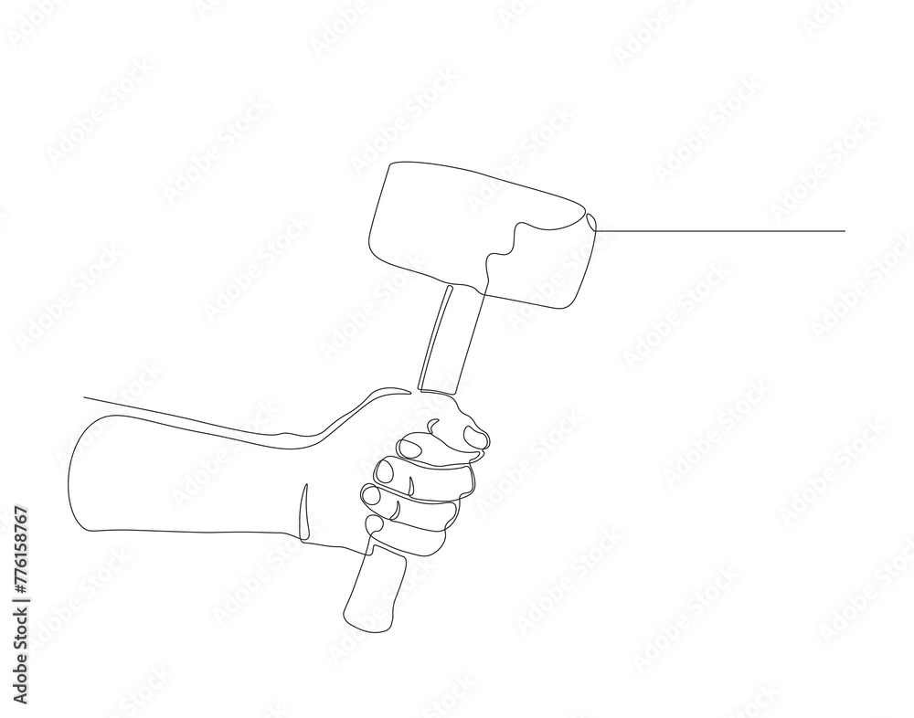 Continuous one line drawing of hammer. One line of hammer. Carpentry concept continuous line art. Editable outline. Continuous one line drawing of hammer. One line of hammer. Carpentry concept continuous line art. Editable outline.