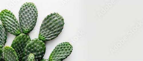   A tight shot of a green cactus against a pristine white backdrop Ideal for superimposing text or another image