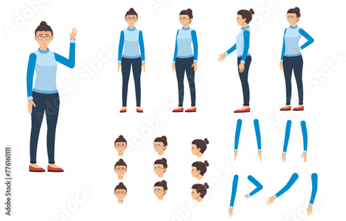Versatile animation-ready asian female character with a range of poses and emotional expressions.