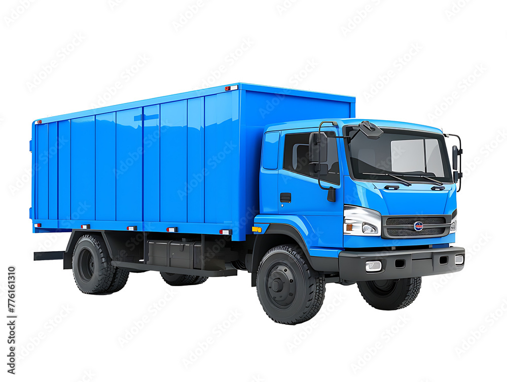 Blue cargo truck on transparent background PNG