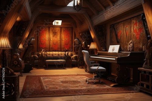 Wallpaper Mural A fusion-styled audio recording studio with eastern and western design elements, Ai generated Torontodigital.ca