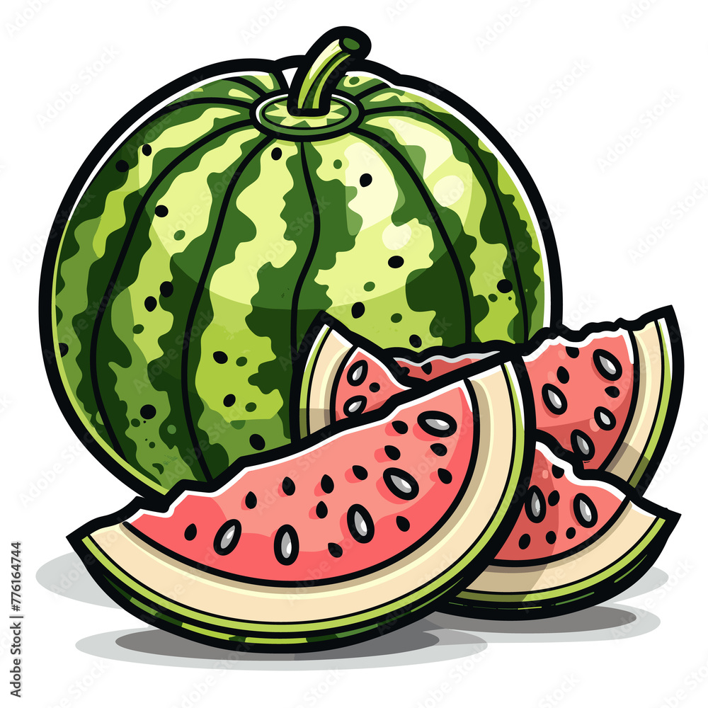 Chinese Watermelon Flat Colors Cartoon , Cartoon , Illustration, Cartoon PNG Chinese Watermelon Flat Colors Cartoon , Cartoon , Illustration, Cartoon PNG