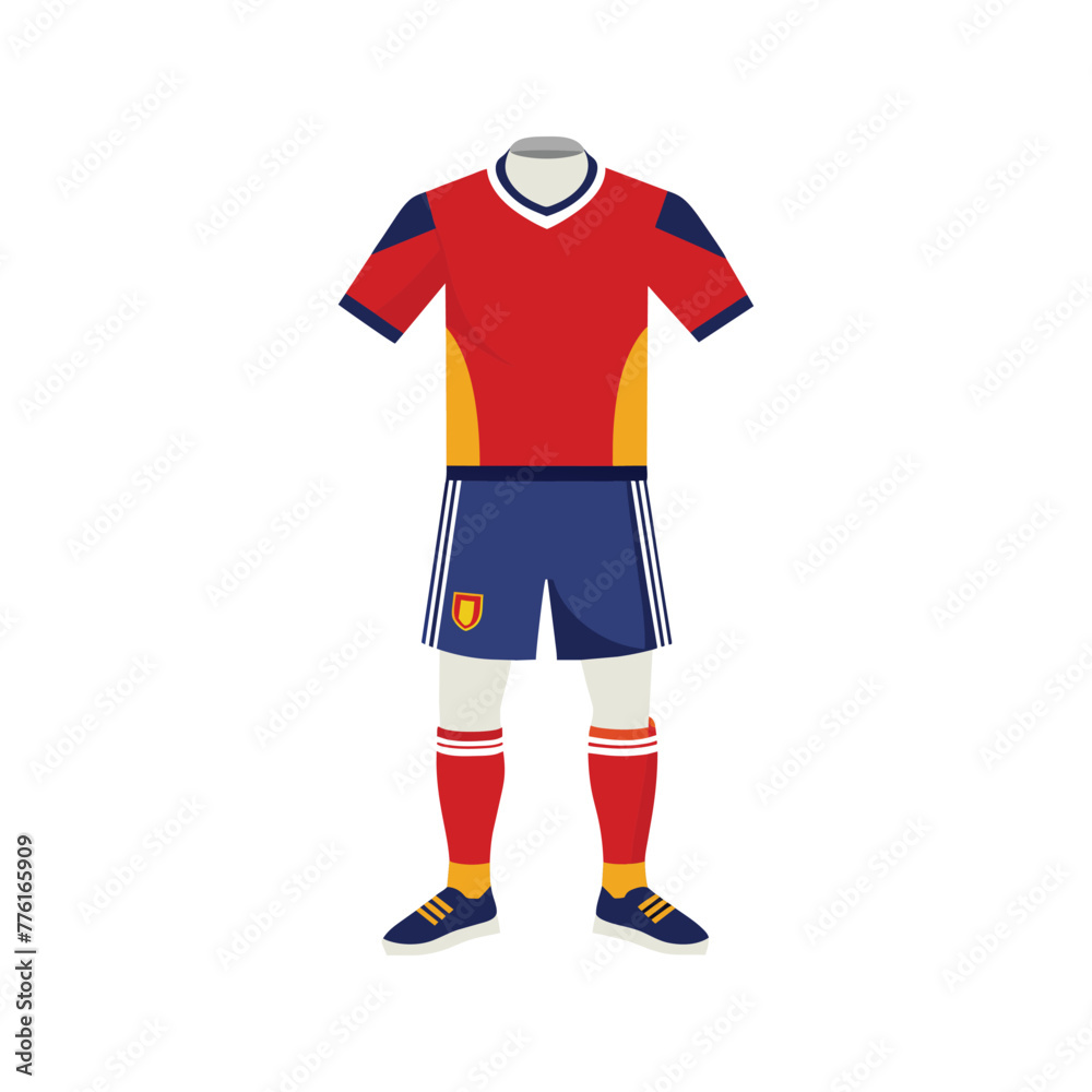 Realistic soccer uniform on white background