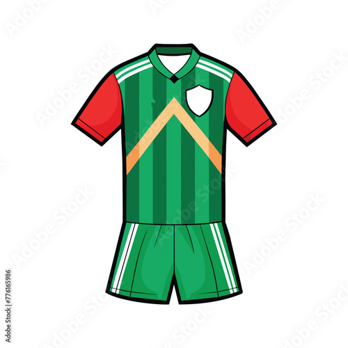 Realistic soccer uniform on white background