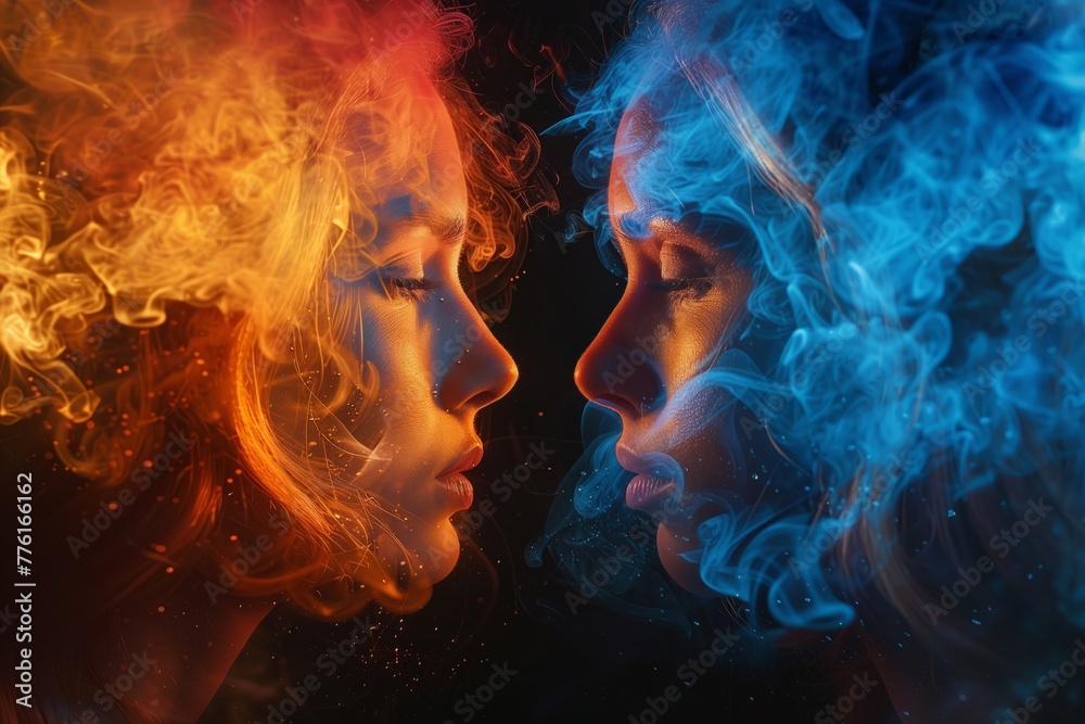 Fototapeta premium Abstract image of fire and ice