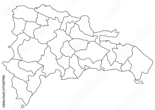 Outline of the map of Dominican Republic with regions