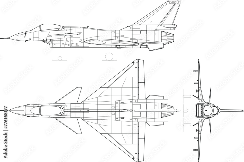 Fighter jet, plane, drawing, blueprint, outline eps vector illustration, line art, 3 view, cnc cut file, laser engraving, cricut, laser cut file Fighter jet, plane, drawing, blueprint, outline eps vector illustration, line art, 3 view, cnc cut file, laser engraving, cricut, laser cut file