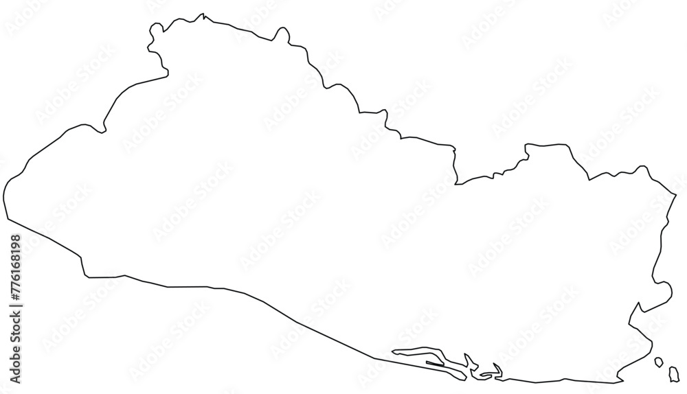 Outline of the map of El Salvador with regions