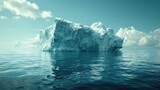 Iceberg floating in the ocean, a powerful symbol of fresh water and natural reservoirs of hydration, solid color background, 4k, ultra hd