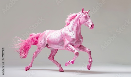 Pink horse on a light background. The concept of an art object. photo