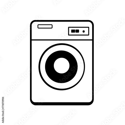 Simple washing machine isolated black icon.