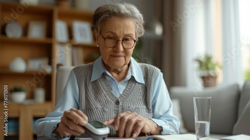 Elderly Woman Checking Blood Pressure photo