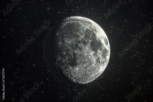 Moon in the night sky with stars, Ai Generated