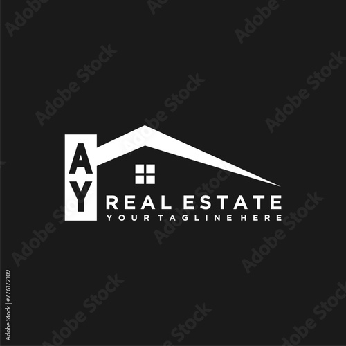 AY Initials Vektor Stok Real Estate Logo Design